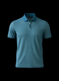 BOSS Teal Textured Zip-Collar Polo